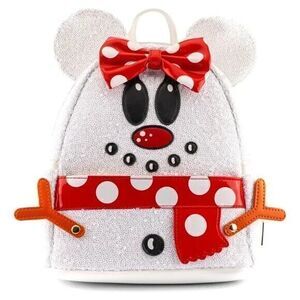 Loungefly‎ Disney Snowman Minnie Mouse Sequin Cosplay Mini Backpack